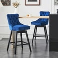 thumbnail image 5 of FRMALL 30" Swivel Bar Stools Set of 2 Velvet Bar Height Chairs Upholstered Wooden Legs, Blue, 5 of 9