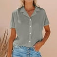thumbnail image 2 of Womens Short Sleeve Shirts Spring Summer Tops V Neck Collared Button Down Ladies Shirt Tops Trendy 2025, 2 of 6