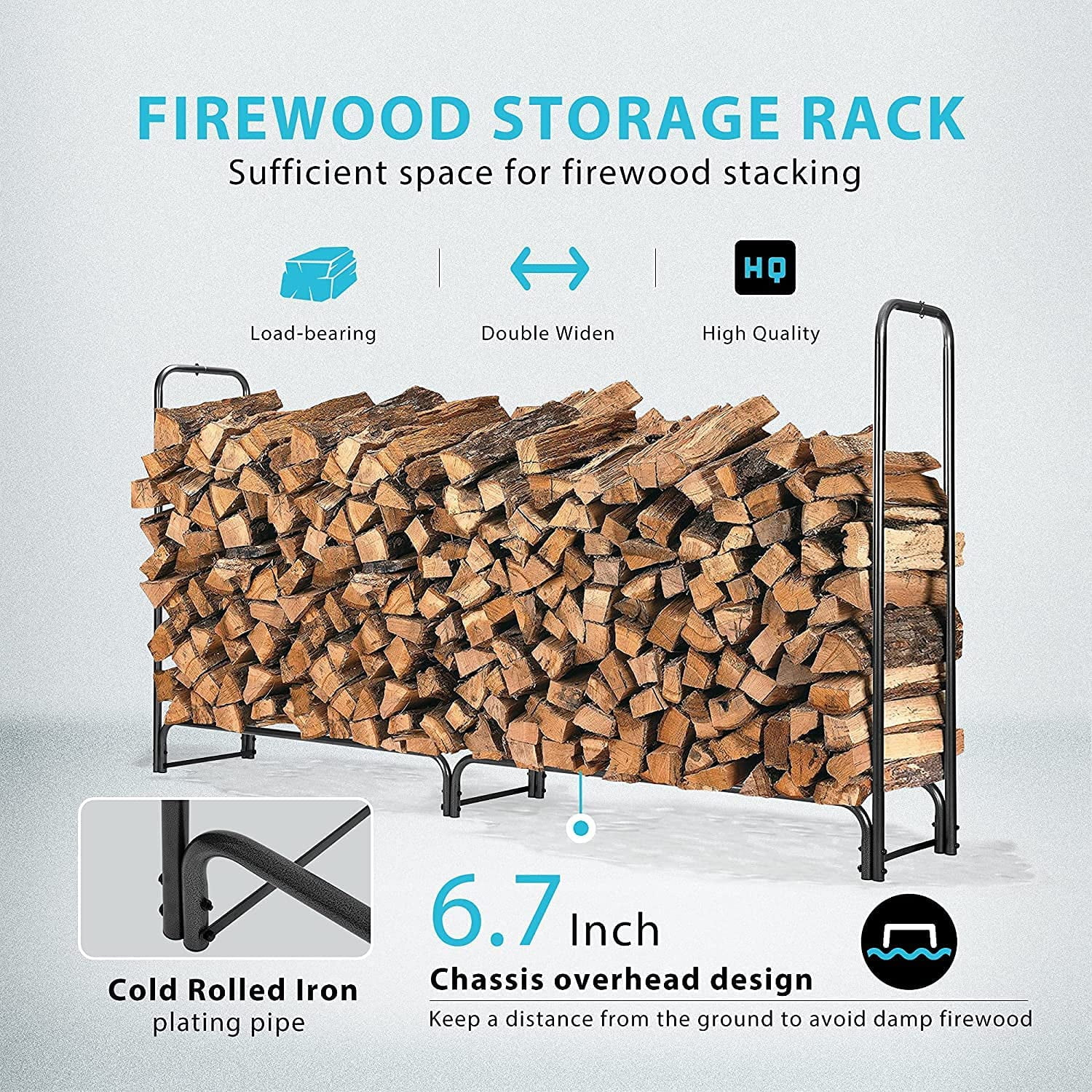 LIBMALL 6ft Outdoor Indoor Firewood Rack Log Holder with Waterproof Cover  Combo for Wood Organizer and Storage : : Patio, Lawn & Garden