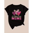thumbnail image 3 of Women's Casual Fashion Black T-Shirt with Plaid and Leopard Heart Print, Short Sleeves, Round Neck - Polyester Blend, Machine Washable, 3 of 7