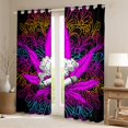 thumbnail image 2 of Feelyou 2pcs Cartoon Leaf Plant Curtains (42x84), Tribal Bohemian Damask Window Curtains, 2 of 6