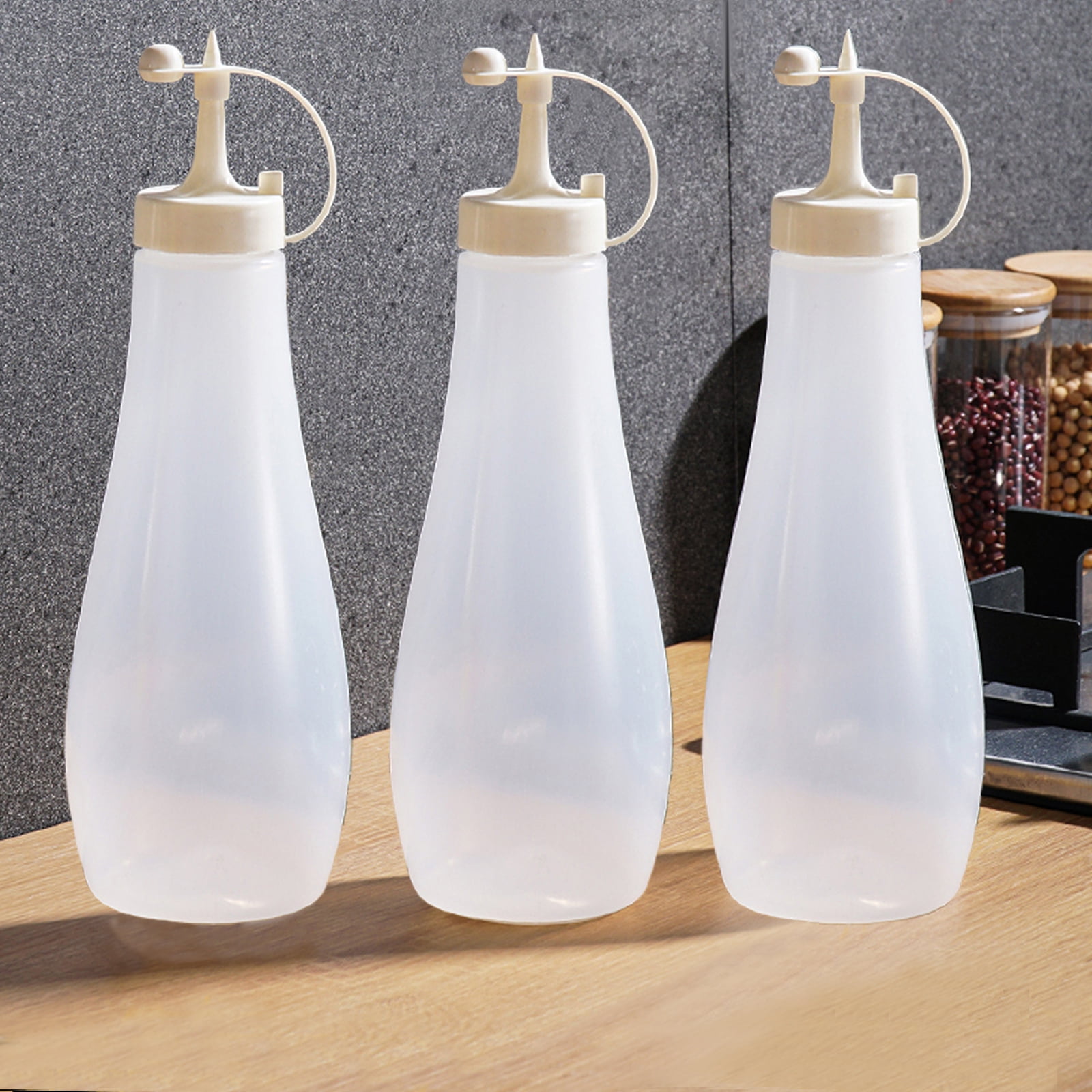 Semfri Condiments Squeeze Bottles, Kitchen Squirt Bottle Dispenser, 3