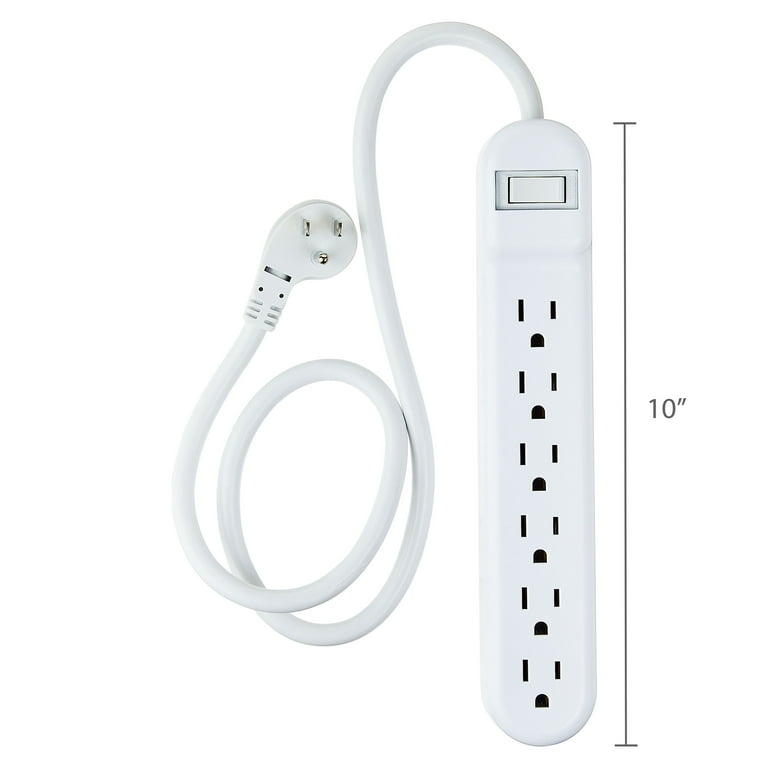 Onn. 6-Outlet Surge Protector, 2-Pack with 2.5ft Cord photo 6