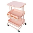 thumbnail image 6 of Pemberly Row 2-Tier Table Top Plastic Storage Trolley Rolling Cart in Pink, 6 of 13