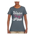 thumbnail image 2 of Wild Bobby In October We Wear Pink Crown Breast Cancer Awareness Women Graphic Tee, Charcoal, XX-Large, 2 of 6
