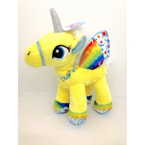 KIPP - Yellow Unicorn with Rainbow Wings Soft Stuffed Plush Animal Toy - 8