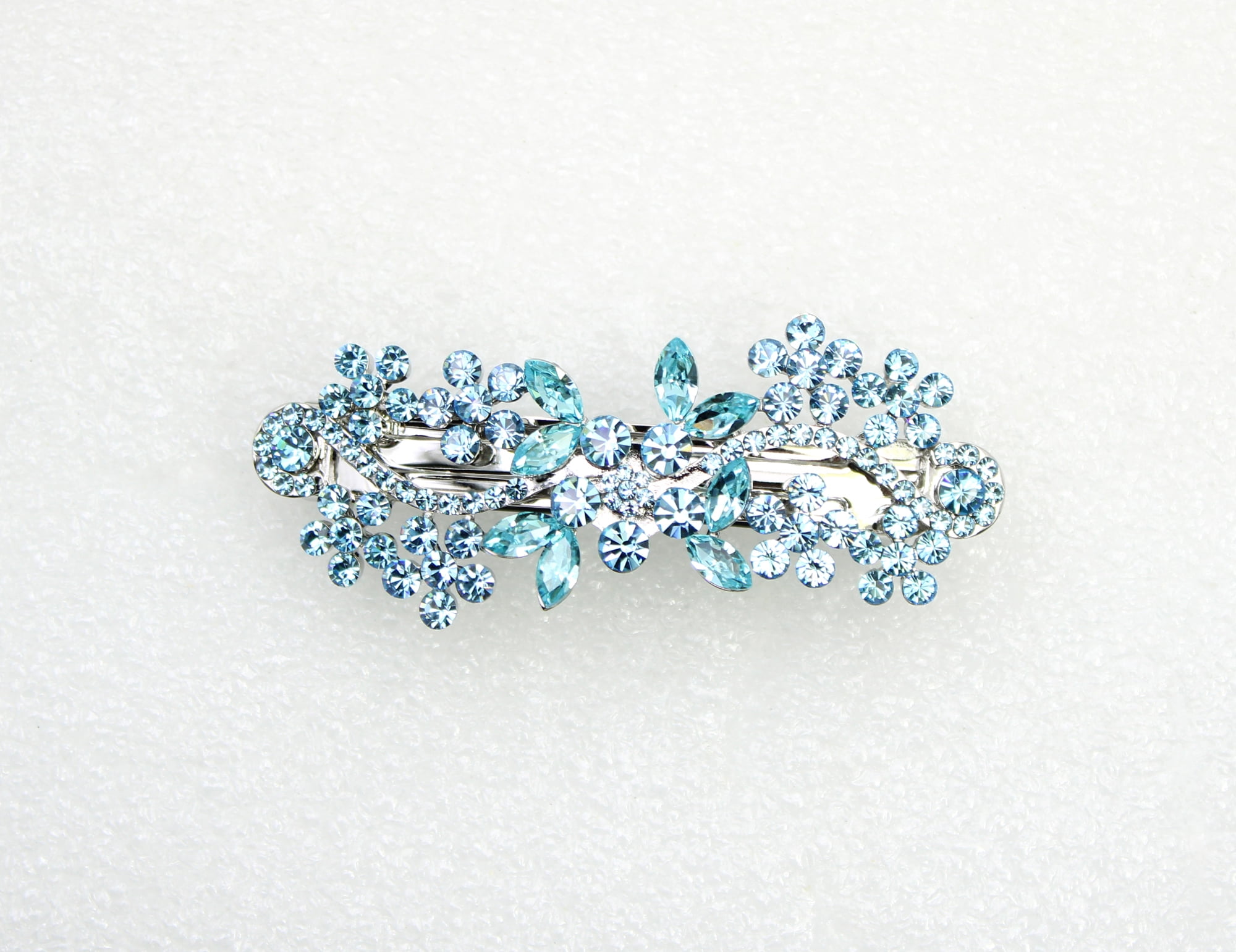 Faship Gorgeous Aqua Crystal Flower Hair Barrette Clip