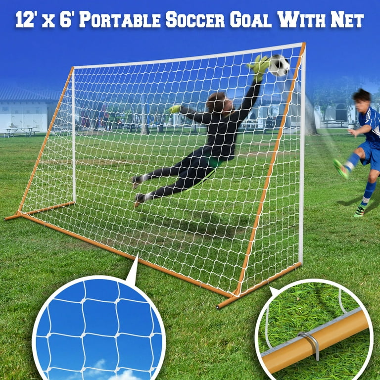 Icoud Combination Soccer Goal Portable Soccer Goals for Backyard 8ft Steel  Frame Football Goal with All Weather Net for Kids Youth, Blue-white