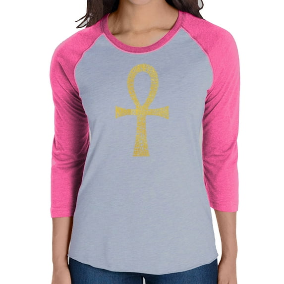 LA Pop Art Women's Raglan Baseball Word Art T-shirt - ANKH