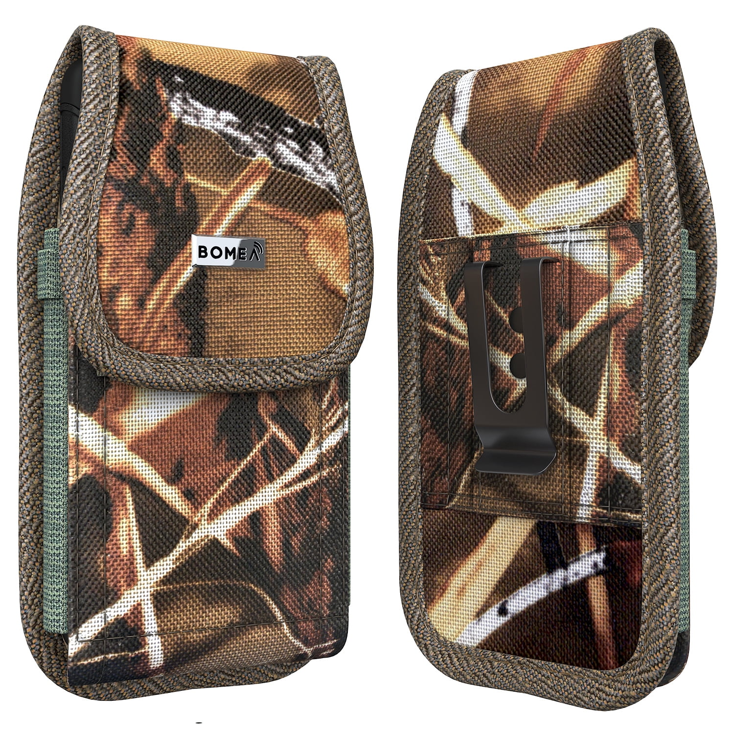Belt Case Designed for iPhone 13 Pro, 13, 12 Pro, 12, iPhone 11, XR Cell Phone Holsters with Belt Clip Belt Loops Rugged Nylon Phone Pouch Belt Holder Fits iPhone with Other Case on Camo