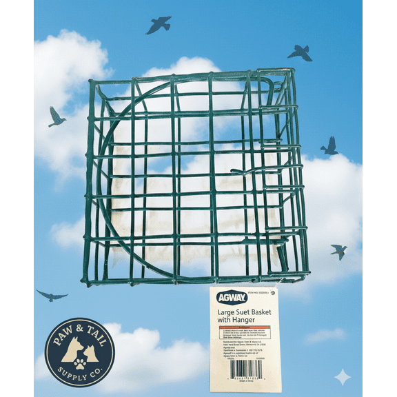 Large Suet Basket Feeder with Hanger Cage Grid for Clinging Birds Outdoor