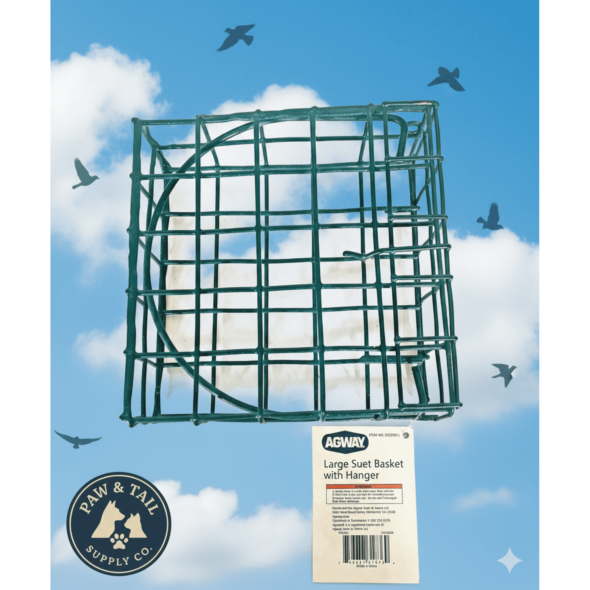 Large Suet Basket Feeder with Hanger Cage Grid for Clinging Birds Outdoor
