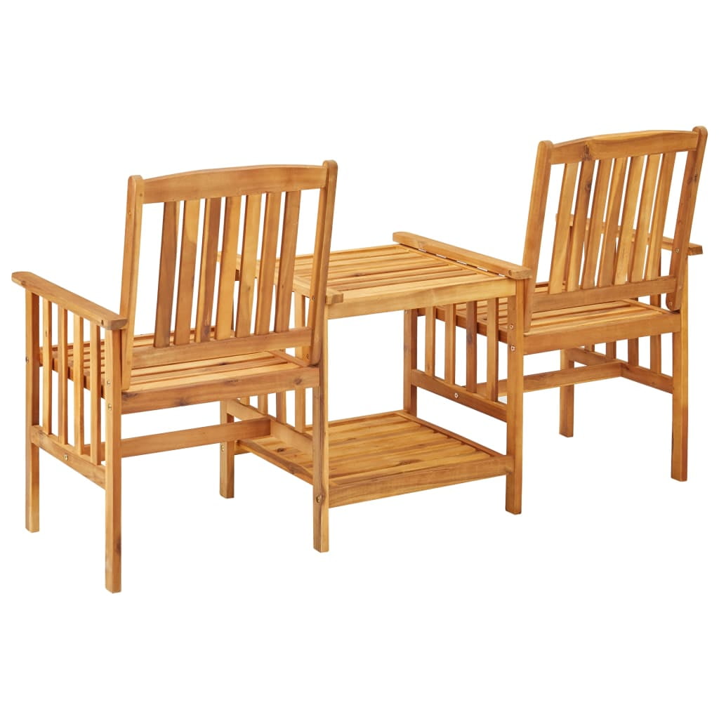 Lowestbest 3 Piece Outdoor Dining Set, Solid Acacia Wood Loveseat with Two-Tier Coffee Table Lowestbest 3 Piece Outdoor Dining Set, Solid Acacia Wood Loveseat with Two-Tier Coffee Table