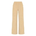 thumbnail image 6 of QATAINLAV Womens Linen Pants Straight Leg Trendy Pull On Striped Trousers Elastic High Waisted Beach Vacation Pants with Pockets Yellow XXXL, 6 of 6