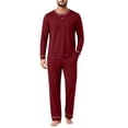 thumbnail image 2 of HAJWOH Mens Pajamas Set Long Sleeve Sleepwear Crew Neck 2 Piece Loungewear Nightshirt Top & Pants with Pockets, 2 of 5