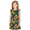 thumbnail image 1 of Fotbe Banana And Avocado Vestido de Dormir para Niñas de 3 a 10 Años, Mangas Cortas, Estilo Princesa, Pijama Camisón con Mangas Voladas-X-Large, 1 of 5