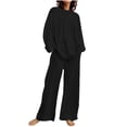 thumbnail image 1 of CHOK Cotton Linen Sets for Women 2 Piece Long Sleeve Lounge Set Lightweight Pants Spring Summer Outfits, 1 of 7