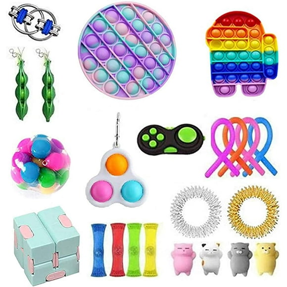 TIK Tok 23pcs Fidget Sensory Toys Set, Push Bubble Fidget Toys Pack for Autism Special Needs Anxiety Stress Reliever, Fidget Sensory Toys Kit for Children Adults Holiday Birthday Party Favors (23PCS)