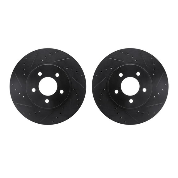 Dynamic Friction Company Front Brake Rotors-Drilled and Slotted-Black 8002-54057