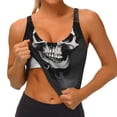 thumbnail image 3 of Fuzoiu Black White Hat Skull Print Women's Sports Vest,U-Back Sports Tank,Gym Vests,Athletic Sleeveless Shirts,Exercise Undershirts,Yoga, Gym, and Dance Wear-XX-Large, 3 of 8
