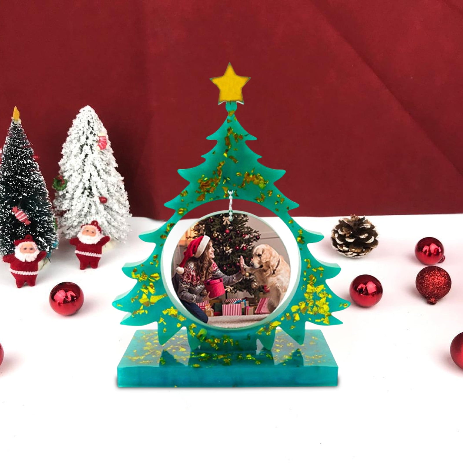 Cadorn Resin Molds, Large Christmas Tree Resin Mold, Picture Frame Silicone Epoxy Casting Mold, Unique Art Christmas Ornament Molds DIY Crafts Gift Table Home Decor