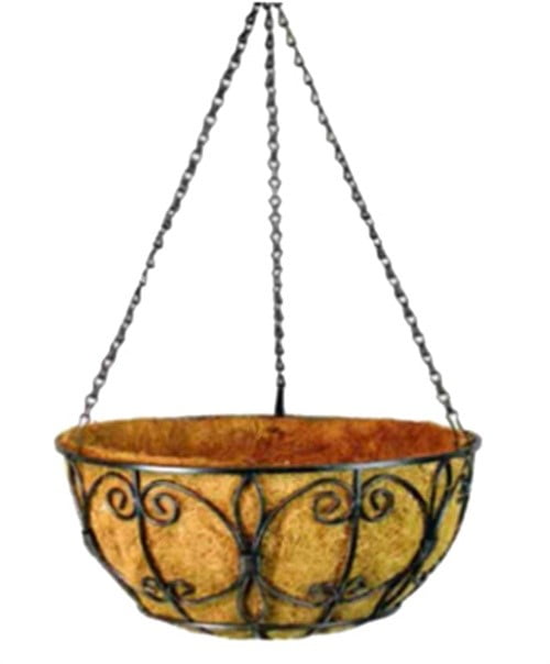 Wrought Iron Hanging Basket, 16", Border, 72848