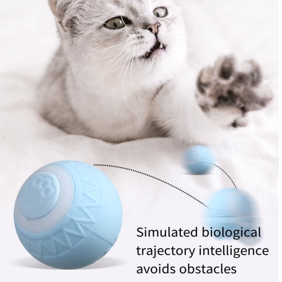 Automatic Rolling Cat Toy with Sound, Interactive Self-Moving Ball, Rechargeable Pet Play Toy for Indoor Cats