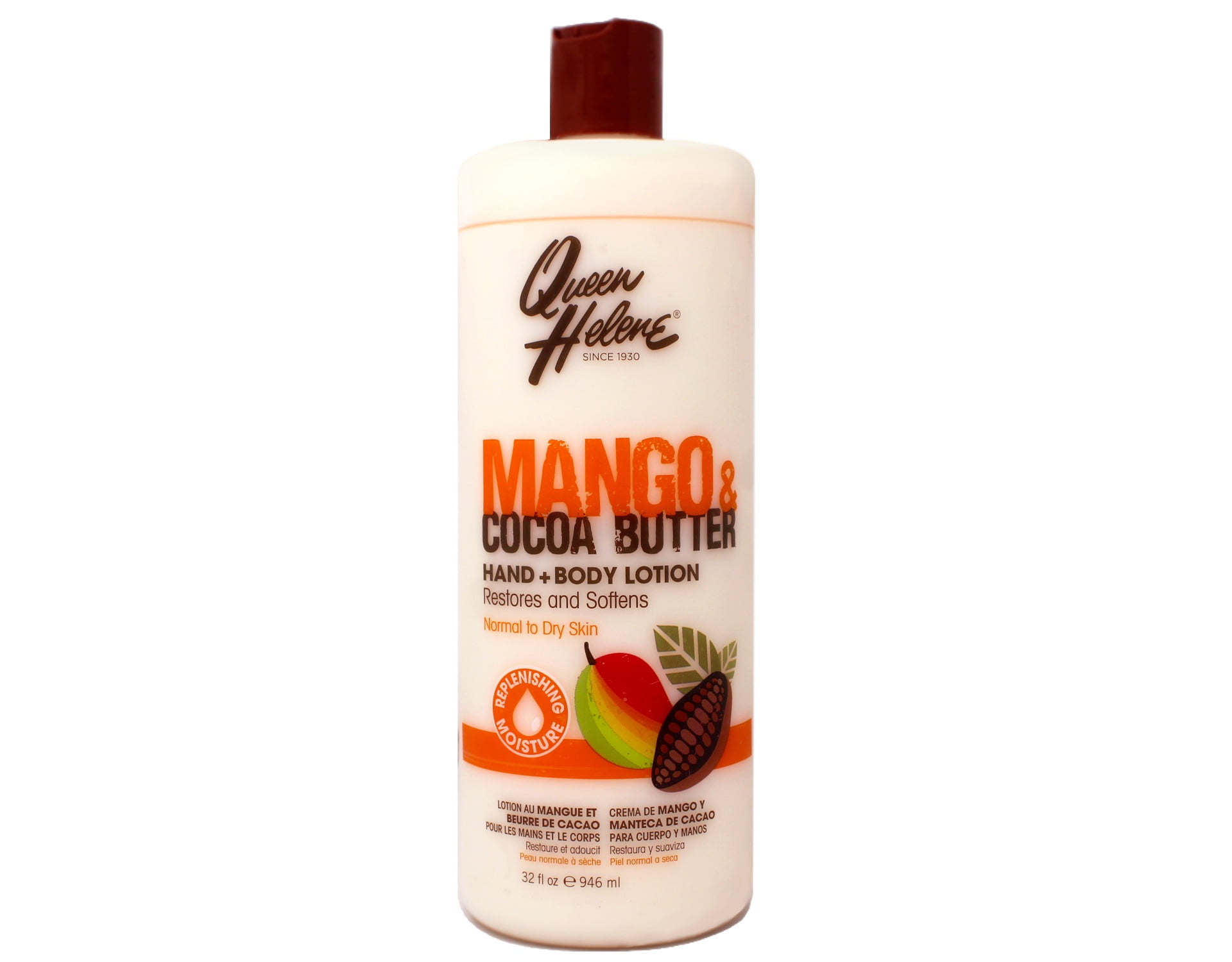 4 Pack - Queen Helene Mango & Cocoa Butter Hand + Body Lotion, Restores and Softens, Normal to Dry Skin, 32 FL OZ