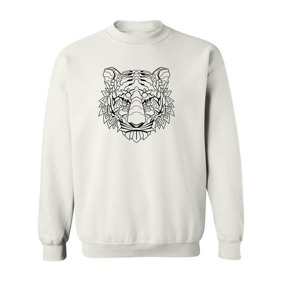 Robotic Tiger Head Sketch Sweatshirt Men -Image by Shutterstock, Male 5X-Large