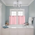 thumbnail image 3 of Pink Kitchen Curtains Small Short 39 Inch Length, Farmhouse Pink Decor Grommet Top Bedroom Living Room Curtains, Light Filtering Cafe Curtain Drapes 2 Panels Set 55''x39'', 3 of 9