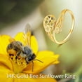 thumbnail image 5 of YAFEINI 14k Gold Bee Adjuatable Spoon Ring Open Ring Honeycomb Jewelry Gifts for Women Her (Bee), 5 of 6