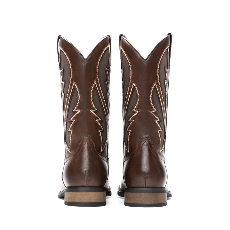Men\'s Black Durable Cowboy Classic Slip On Western Boots With Chic Embroidered Amazon.com | Bruno Marc Cowboy Boots for Men, Slip on  main image 3