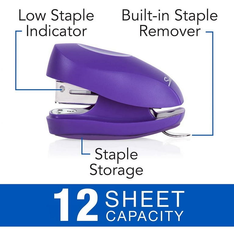 Swingline Mini Stapler Tot 12 Sheet Capacity Includes Built-In Staple Remover & 1000 Standard Staples Purple - S7079173