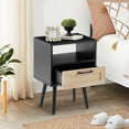thumbnail image 3 of Glavbiku Nightstand with 1 Drawer and Solid Wood Leg,Bedside Table for Bedroom,Black,Adult, 3 of 14