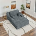 thumbnail image 4 of Hawsaiy 68" Oversized Chaise Lounge Indoor Chair, Plush Corduroy Floor Sofa Bed with Deep Seat & Wide Armrests, Fully Assembled Comfy Reading Couch for Living Room & Bedroom, Dark Gray, 4 of 8