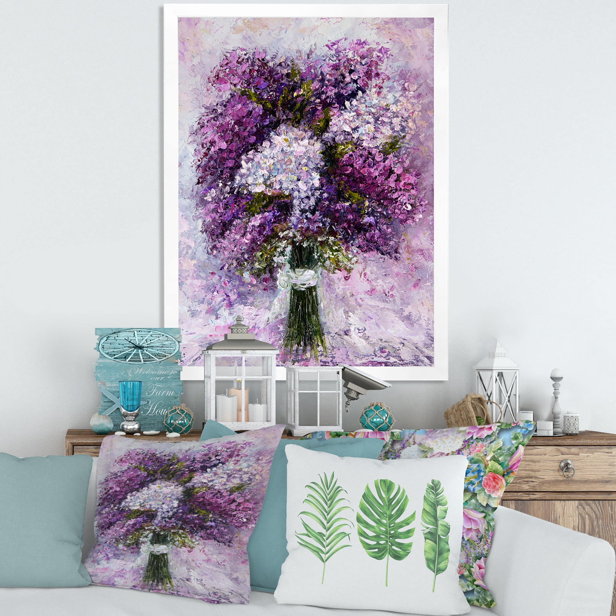 Designart 'Purple Hyacinth Flowers Bouquet' Traditional Framed Art Print