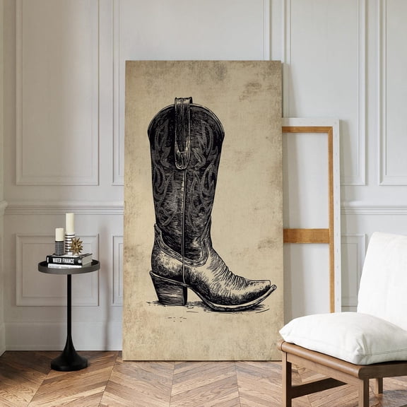 Rustic Cowboy Boot Artwork – Western-Inspired Or Poster For Country Home Decor Wall Art, Modern Wall Decor, 8x12 UNFRAMED