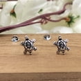 thumbnail image 4 of Oxidised Silver Turtle Earring Small Stud Tiny Turtle Tortoise Stud Earring Quirky Fun Stud Minimalist Handmade Stud Pushback Sterling 925, 4 of 7