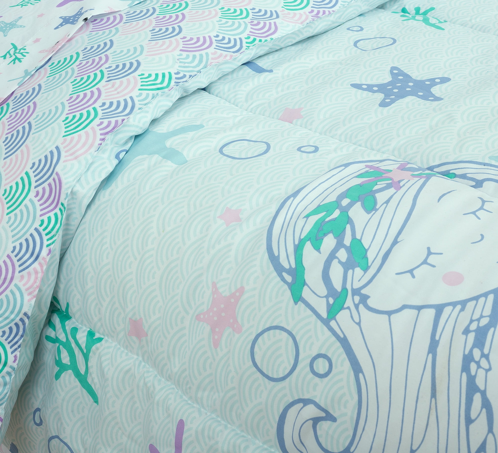 Kidz Mix Mystical Mermaid 7 Piece Bed in a Bag, Full with Comforter, Sham, Flat Sheet, Fitted Sheet, Pillowcase
