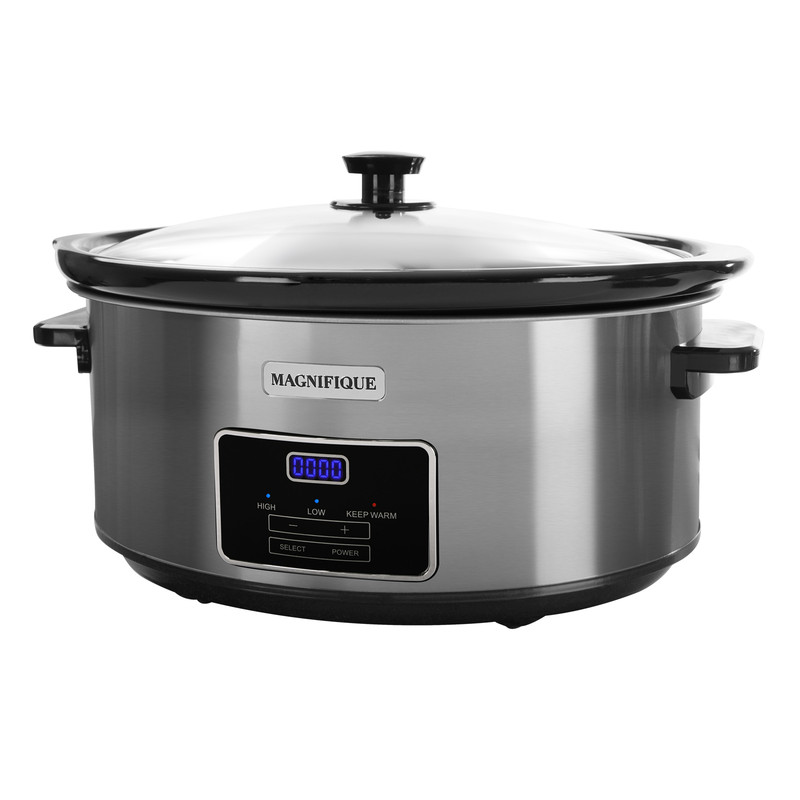 Magnifique 7Quart Digital Programmable Slow Cooker with Timer, Stainless Silver