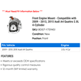 thumbnail image 2 of Front Engine Mount - Compatible with 2009 - 2013, 2015 Audi A4 Quattro 2.0L 4-Cylinder 2010 2011 2012, 2 of 2
