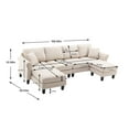 thumbnail image 6 of 108" U-shaped Sectional Couch, 6-Seat Linen Modular Couch with Chaise Lounge and Removable Cover, Modern Corner Couch with Ottoman for Living Room, Beige, 6 of 9