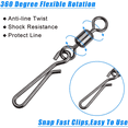 thumbnail image 3 of JP Mix 5 Sizes-200pcs High - Strength Rolling Barrel Fishing Swivels with Fast Clips, Speed Connector for Freshwater & Saltwater Tackle, Reliable Angling Accessories（2＃4＃6＃8＃10＃), 3 of 7