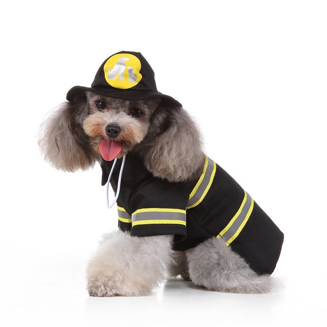 unbranded 1Jgo Ropa Para Mascotas Traje De Bombero Negro Para Perro Y Cómodo Y Resistente