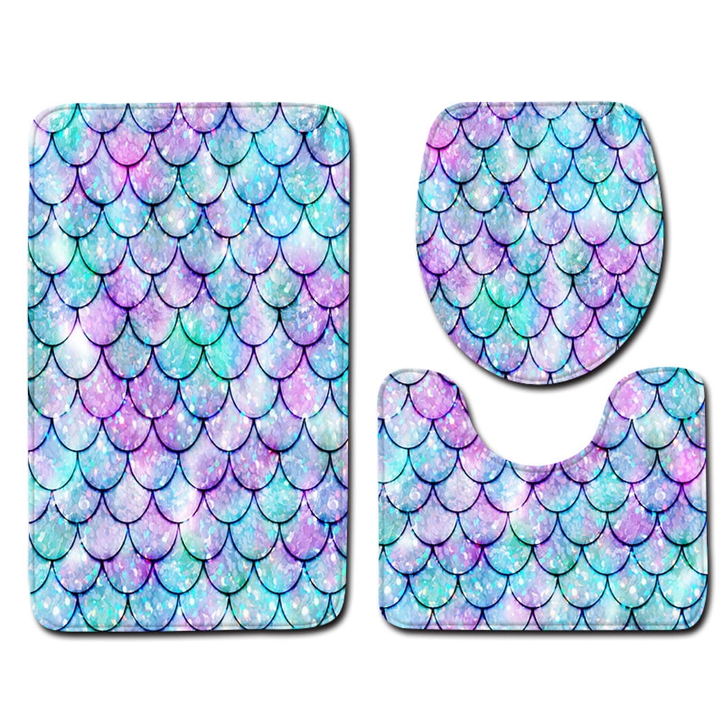 Coofit 3PCS Bath Mat Set Scale Floor Rug with Toilet Rug Toilet