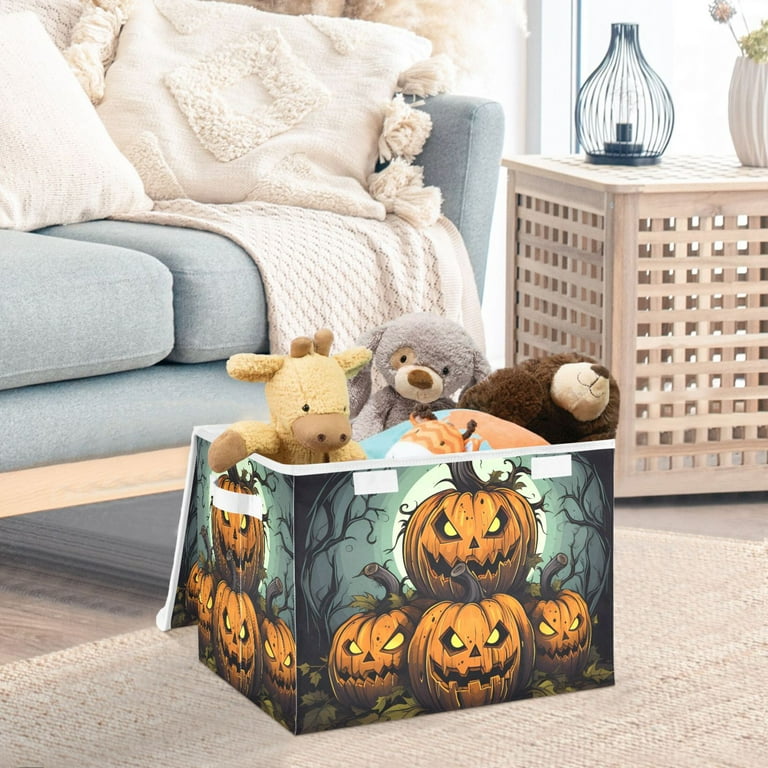Pumpkins with Branch Halloween Large Lidded Bin Foldable Storage