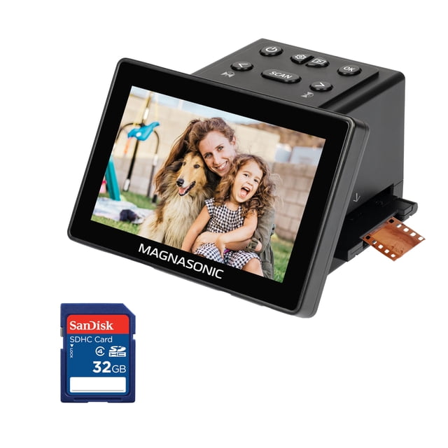 Escáner de película Magnasonic FS70 25 MP, pantalla de 5", HDMI, tarjeta SD de 32 GB