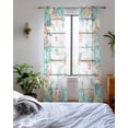 thumbnail image 3 of Beach Coastal Sheer Curtains 63 Inch Length 2 Panels Set for Living Room/Bedroom, Summer Coral Starfish Nautical Ocean Retro Kitchen Curtains Grommet Semi-Sheer Curtains Window Treatments 42"x63"x2, 3 of 7