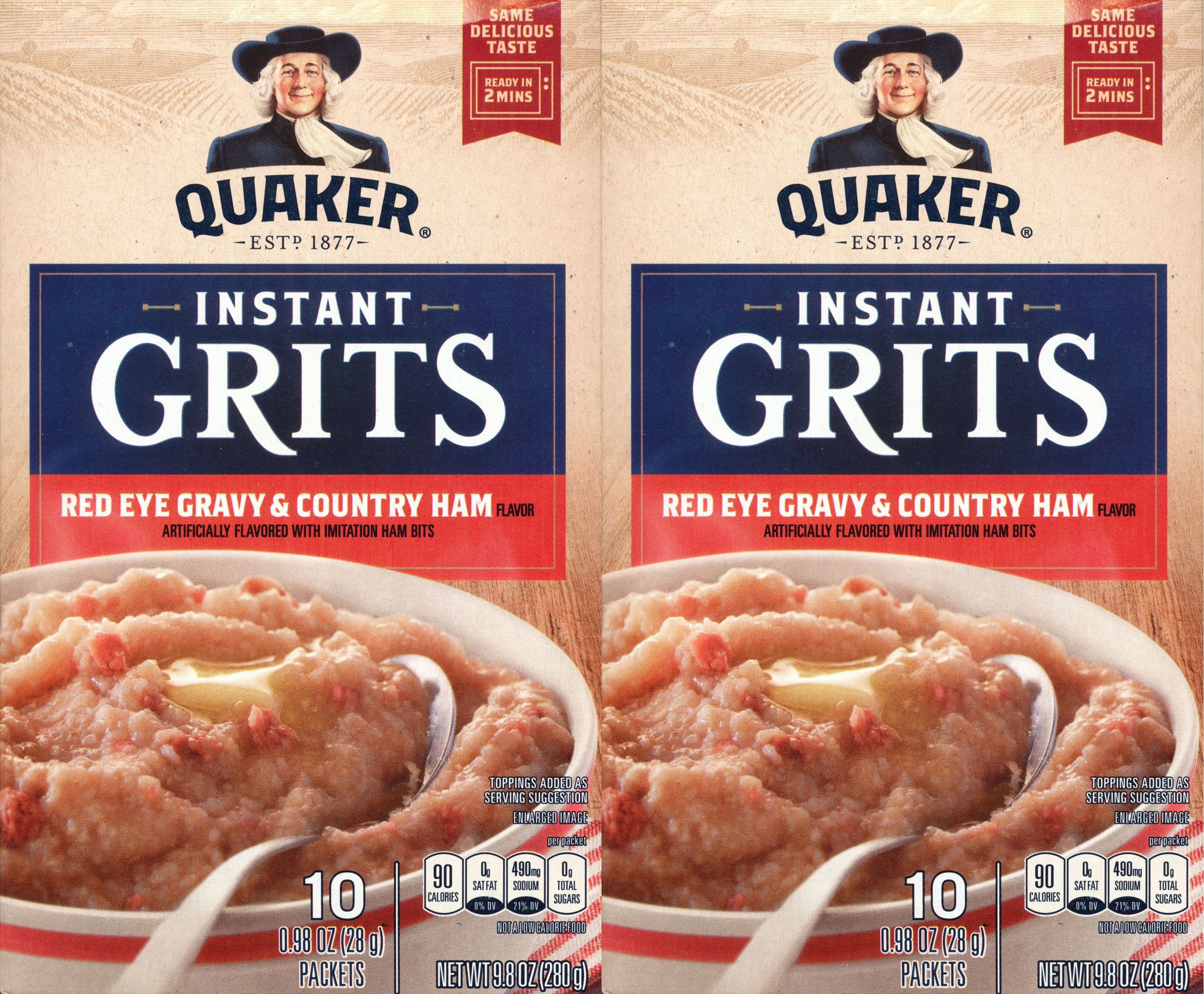 Quaker Instant Grits Red Eye Gravy & Country Ham, 10 Count, 9.8oz Box