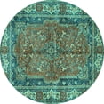 thumbnail image 1 of Ahgly Company Indoor Round Persian Turquoise Blue Traditional Area Rugs, 4' Round, 1 of 4